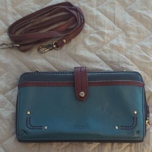 The Sak Teal and Brown Convertible Wallet Crossbody